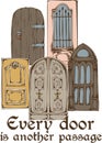 Design of vintage doors and motto.